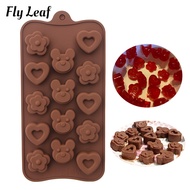 Fly Leaf Handmade Chocolate Mould Bear Heart Flower Shape Candy Jelly Silicone Mould Baking Tool