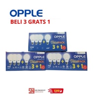CAHAYA BUY 3 GET 1 FREE OPPLE Original Pack 4pcs 7W 9W 12W LED Light Bulb White Light E27 1 Year War
