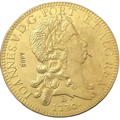 Nice 1730 B Brazil 12800 Reis - Joao V Copy 22K Gold Coin