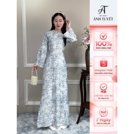 Brocade ao dai with jade necklace and stone collar, loose shape, size 40 - 79Kg