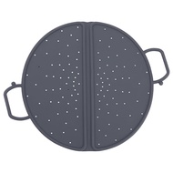 Foldable Steamer Basket with Handles- Gray Silicone 12 Inches Double-Sided Design for Wok and Pan