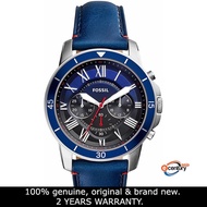 Fossil FS5373 Men's Quartz Grant Chronograph Blue Leather Strap Watch