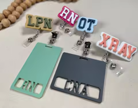 Personalized Custom Nurse Badge Reel Double Layer Acrylic Name Tag Badge Holder Custom Text RN LPN C