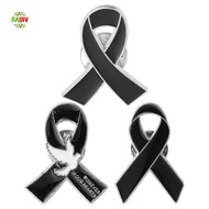 RADIV Black Ribbon Pin, Awareness Melanoma Cancer Funeral Ribbon Badge Brooch, Enamel Black Ribbon B