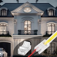 40 Pack COB LED Light Strip Connectors, 8mm 2Pin Solderless LED Strip to Wire Quick Connector Transp