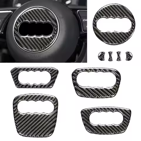 Car Steering Wheel Ring Trim Carbon Fiber Sticker Cover Decoration Auto Accessories For Audi A4 B8 8