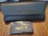 全新 Agnes B 眼鏡盒&amp;布  黑色仿皮革套 AgnesB glasses case with cloth
