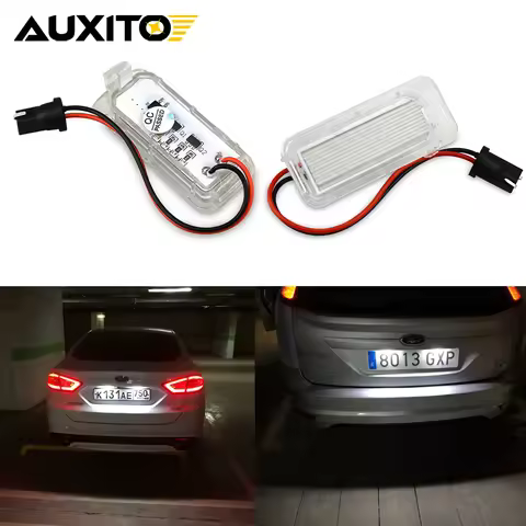 AUXITO 2x LED Number License Plate Light for Ford Jaguar XJ XF Fiesta MK6 Kuga Focus MK2 Mondeo MK4 