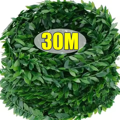 7.5/30M Artificial Ivy Plant Green Leaf Vine Iron Wire Wisteria Garland DIY Fake Leaves Creeper Hang