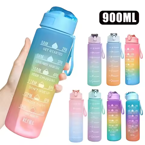 800ml Water Bottle Motivational Sport Water Bottle Leakproof Drinking Bottles Outdoor Sports Travel