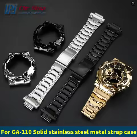 For Casio G-SHOCK GA-110 GA-120 GA-100 Solid Stainless Steel Metal Watch Strap Case GA-110/100/120 W