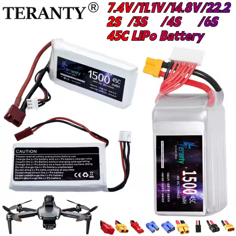 1-3PCS 2S 3S 4S 6S 1500MAH 45C Lipo Battery for FPV Crossover/Racing Drone Entry Level 3D Stunt Mach