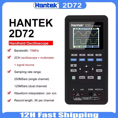 Hantek Digital Oscilloscope 2C42/2D42 Waveform Generator + Multimeter Portable USB 2-Channel 40mhz/2