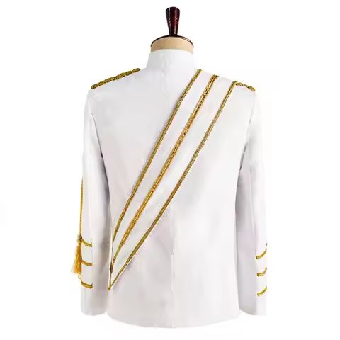 Men Sequin Uniform MJ Dance Wear Glitter Black White Vintage Michael Jackson Stage Jacket with Tasse