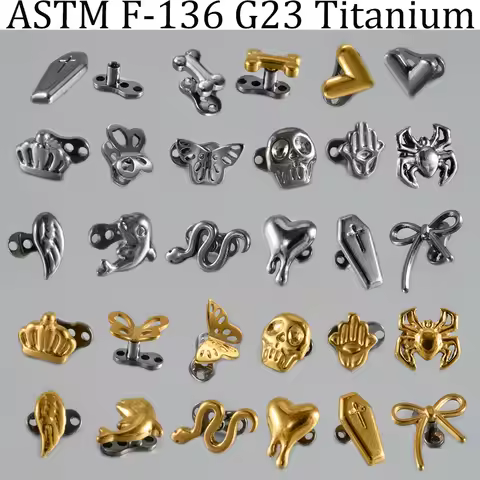 1PC G23 Solid Grade Titanium Micro Dermal Anchor Many Styles Micro Dermal Bone/Heart Anchor Piercing