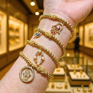 Style au750 Rope Hand Pixiu Pendant Colorful Elastic Water diy Jewelry Bracelet Men Women Gold Lucky