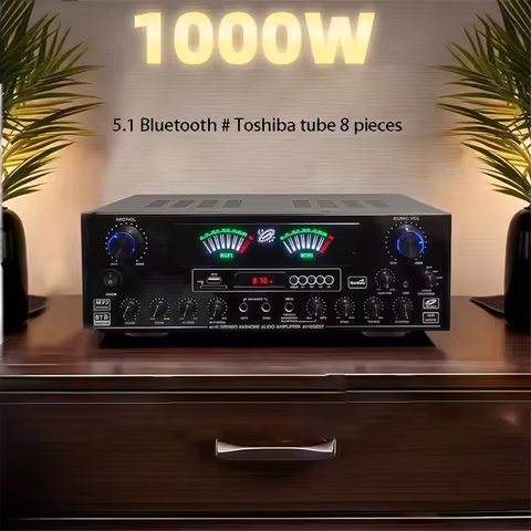 AV-888BT High-power Home Amplifier Bluetooth Professional Stage Audio Home Karaoke Dual Wireless Mic
