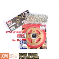 SYM VF3i 185 SPROCKET SETS WITH RK 428-132L ORING GOLD CHAIN JAPAN