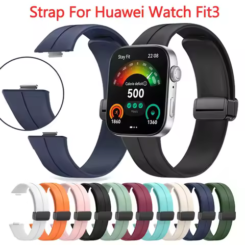 Magnetic Silicone Strap For Huawei Watch Fit 3 Band Sport Bracelet Correa For Huawei Watch Fit3 Wris