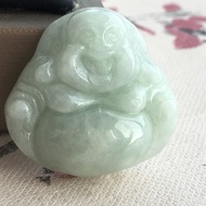 Liontin Natural Giok Jedaite Jade Ukiran Smile Buddha Pendant MC02317