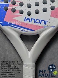 IANONI Raket Padel PR8100 Full Carbon Ringan Stabil 600g Biru-putih Pink-Putih PR 8100