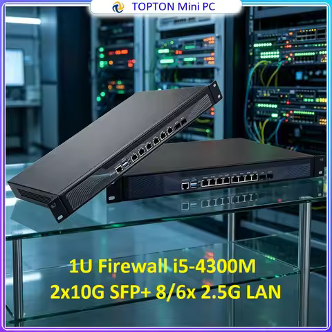 Topton 2x10G SFP+1U Rack NAS Mini PC Intel Core i5-4300M 8/6x 2.5G LAN MSATA M.2 SATA 2xSATA VPN Gat