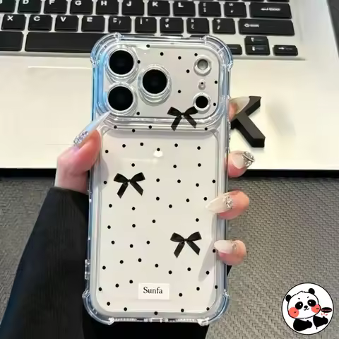 Polka Dot Ribbon Bow Clear Case For Huawei Nova Y91 Y90 Y73 Y72S Y71 Y70 Y63 Y62 Plus Y61 Y60 5 5i P