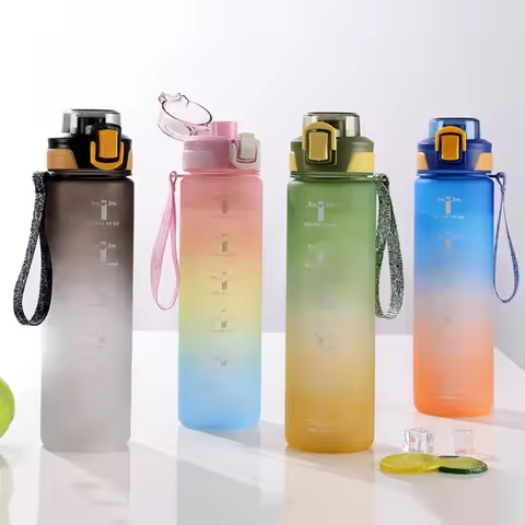 1 Liter Sports Water Bottle with Time Marker Leak-proof Cup Motivational Portable Water Bottle for O