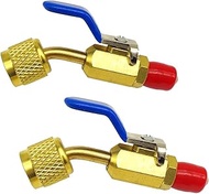 A2L R-32 R-454B Refrigerant Adapter, 1/4" Female Flare x 1/4" Male Flare Ball Valve Hose Adapter Bra