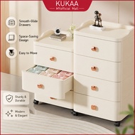 Kukaa L55cm Plastic Drawer Cabinet Multipurpose Bedside Side Drawer Storage Cabinet With Pulley
