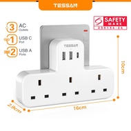 TESSAN Extension Plug Adapter with USB+Type C Multi Plug Power Extension Socket Adaptor