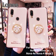 For Huawei Nova 3i Huawei Nova 3e Huawei Nova 4e Huawei Nova 2 Lite Nova 3 Nova 4 Phone Case,6D Luxury Plating Case with Diamond Ring Stand Ring Holder Soft Cover Case