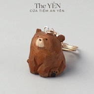 Wooden engraved keychain of 3 Bears: Brown Bear, White Bear, The YEN Black Bear as a funny gift, han