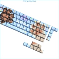 VIVI 74Key Translucents Keycaps Cats Paws Party Side Print Backlits Shine Through Keycaps for 61 65 
