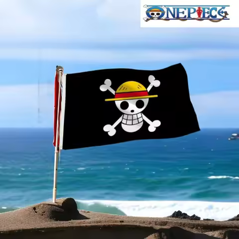 Anime One Piece Monkey D Luffy Skull Flag THOUSAND SUNNY Pirate Ship Sailing Adventure Flag Home Dec