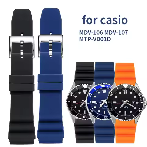 For CASIO swordfish diving watch MDV-106 MDV-107 MTP-VD01D efr-303l Silicone strap 22mm watchband Or