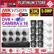 HIK HIKVISION 5.0MP Smart Hybrid Light 16CH PACKAGE SET DVR + 16 CAMERA 5MP CCTV Audio Record Mic Ni