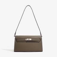 กระเป๋าผู้หญิงหนังแท้สไตล์ Kelly ทรงยาวคล้ายขนมปังฝรั่งเศส ทรงเรียบง่าย กระเป๋าถือสะพายข้างแบบลำลอง