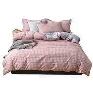 【Hot sale】 Saturn Home 4 in 1 fitted Bedding Set Bedcover Bedsheet pillowcase- Single/Queen/King Size Bedsheet Set