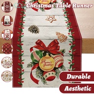 Table Runner Linen Fabric 33x183CM Merry Christmas Printed Table Runner 6 Seater Table Decor