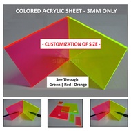 Color Acrylic Sheet Green Red Orange | Customized Size | Thickness 3mm