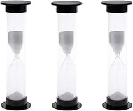 3 Piece Mini Sand Timer Set 1 Minute Black Plastic Compact Sand Timer for Games and Workouts 10 x 2 