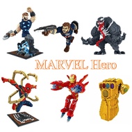 Cartoon DIY Mini Blocks Marvel Super Hero Venom Thor Spiderman Building Toy Anime Auction Figure for