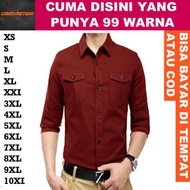 MERAH KEMEJA 99 COLORS 10XL 9XL 8XL 7XL 6XL 5XL 4XL 3XL XXL XL LMS XS Long Shirt Basic Plain Hem Men