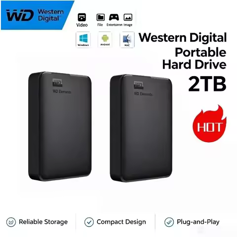 Original Digital WD Elements Portable External Hard Drive SSD 1TB 2TB 4TB USB 3.0 External Solid Sta