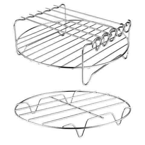 2 Pcs Air Fryer Accessories Air Fryer Rack Set Multi-Purpose Double Layer Rack with Skewer for XL Po