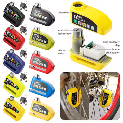 Motorcycle Alarm Disc Brake Lock Security Moto Wheel Disk Padlock Waterproof 120dB Loud Anti Theft A