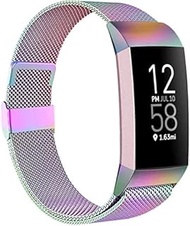 ZWGKKYGYH Metal Bands Compatible with Fitbit Charge 4 and Fitbit Charge 3 Bands for Women Men, Stainless Steel Mesh Magnetic Band Replacement Accessories Bracelet Strap with Unique Magnet Lock