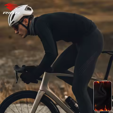 RION Men Cycling Bib Pants Road Bike MTB Tights Bicycle Clothing Long Trousers Thermal Fleece Pro Ou