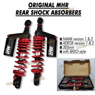 Original MHR  AEROX / NMAX  version 1 & 2 Rear shock absorbers 2pcs with Baso style Red Black 305mm